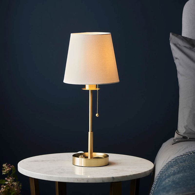 Ambience-67501 - Envy - Satin Brass with Vintage White Shade Table Lamp