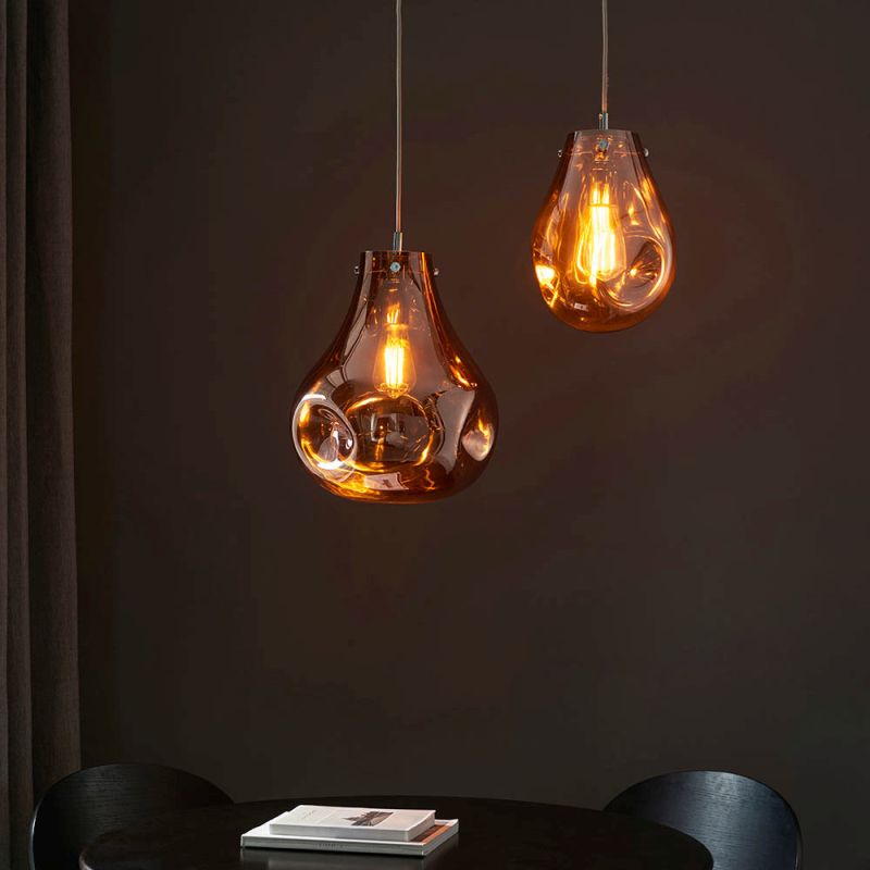 Ambience-67503 - Serum - Polished Chrome Pendant with Copper Metallic Glass Shade