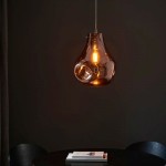 Europa - Large Polished Chrome Pendant with Copper Metallic Glass Shade Europa - Large Polished Chrome Pendant with Copper Metallic Glass Shade