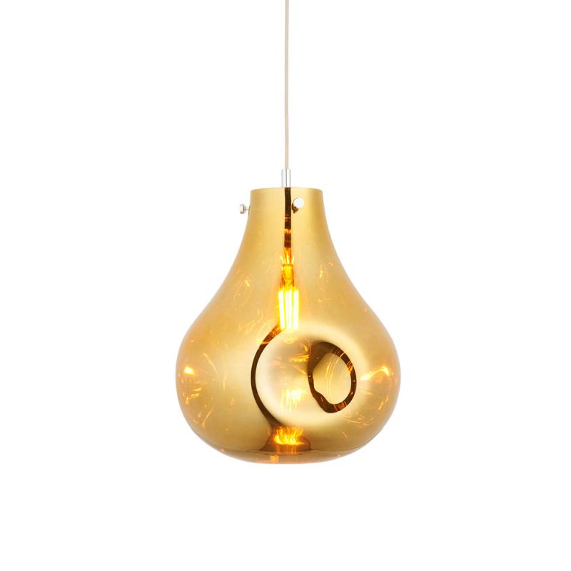 Ambience-67504 - Serum - Polished Chrome Pendant with Gold Metallic Glass Shade