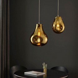 Europa - Large Polished Chrome Pendant with Gold Metallic Glass Shade Europa - Large Polished Chrome Pendant with Gold Metallic Glass Shade