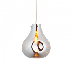 Europa - Large Polished Chrome Pendant with Chrome Metallic Glass Shade Europa - Large Polished Chrome Pendant with Chrome Metallic Glass Shade