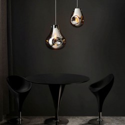 Europa - Large Polished Chrome Pendant with Chrome Metallic Glass Shade Europa - Large Polished Chrome Pendant with Chrome Metallic Glass Shade