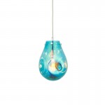 Europa - Medium Polished Chrome Pendant with Blue Metallic Glass Shade Europa - Medium Polished Chrome Pendant with Blue Metallic Glass Shade