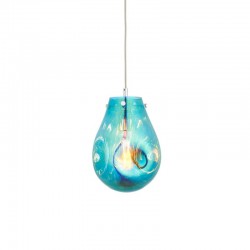Europa - Medium Polished Chrome Pendant with Blue Metallic Glass Shade Europa - Medium Polished Chrome Pendant with Blue Metallic Glass Shade