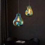Europa - Medium Polished Chrome Pendant with Blue Metallic Glass Shade Europa - Medium Polished Chrome Pendant with Blue Metallic Glass Shade