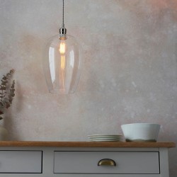 Marinella - Bright Nickel Pendant with Clear Glass  Marinella - Bright Nickel Pendant with Clear Glass