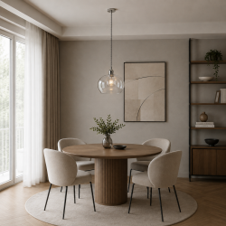 Marinella - Bright Nickel Pendant with Clear Glass 