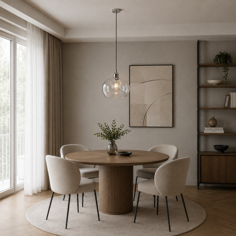 Ambience-102677 - Marinella - Bright Nickel Pendant with Clear Glass