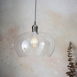 Marinella - Bright Nickel Pendant with Clear Glass  Marinella - Bright Nickel Pendant with Clear Glass