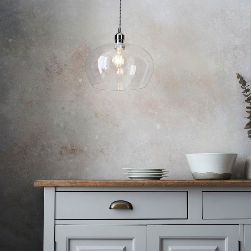 Ambience-102677 - Marinella - Bright Nickel Pendant with Clear Glass