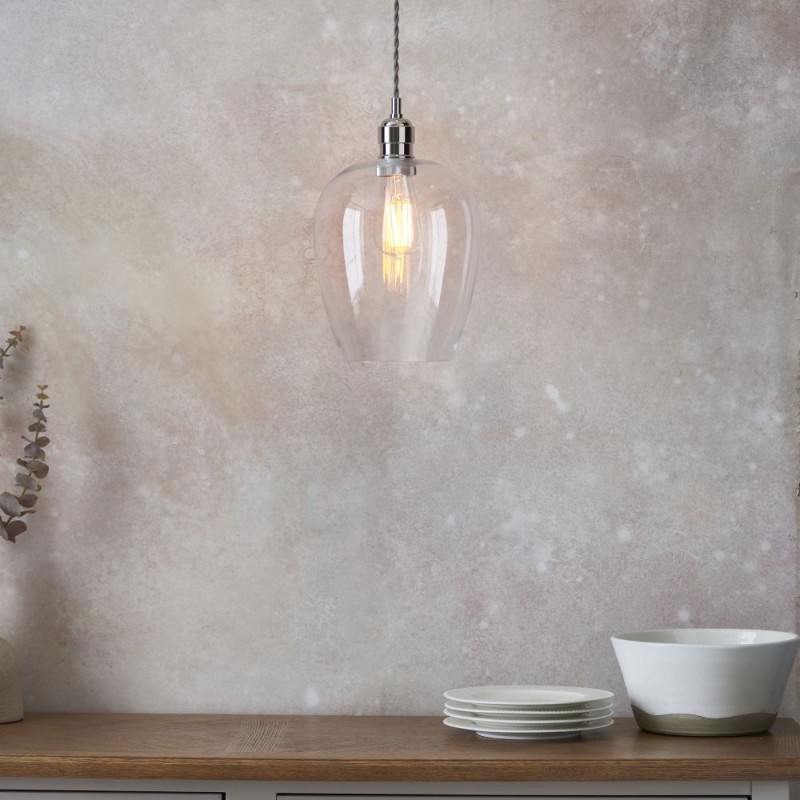 Ambience-100657 - Marinella - Bright Nickel Pendant with Clear Glass