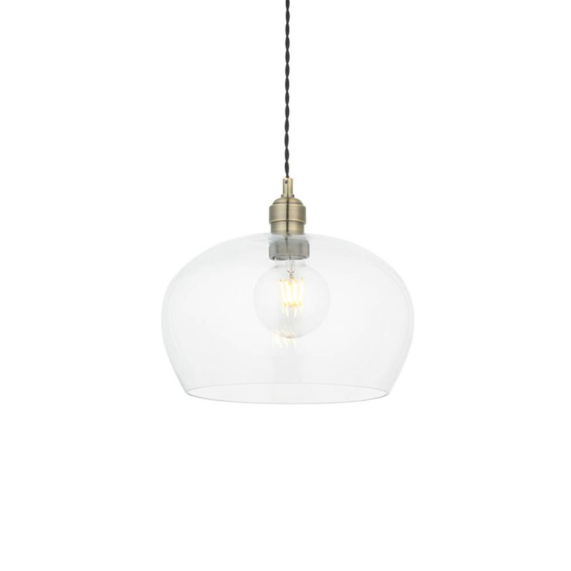 Ambience-67514 - Marinella - Antique Brass Single Pendant with Clear Glass