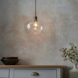 Marinella - Antique Brass Pendant with Clear Glass  Marinella - Antique Brass Pendant with Clear Glass
