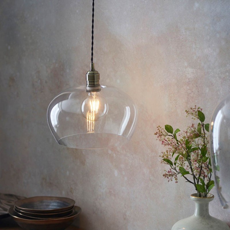 Ambience-100948 - Marinella - Antique Brass Pendant with Clear Glass