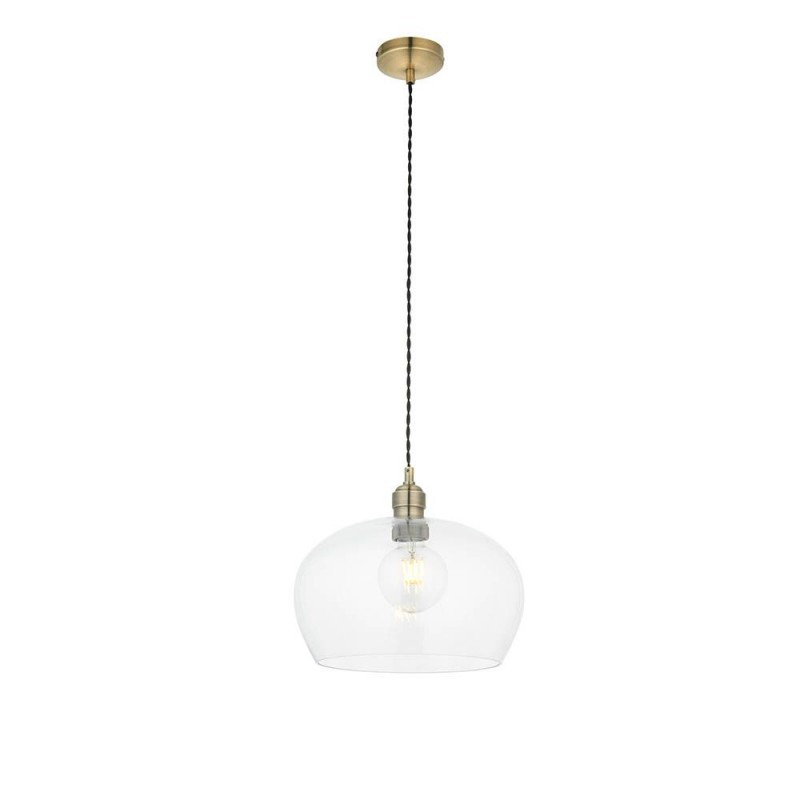 Ambience-100948 - Marinella - Antique Brass Pendant with Clear Glass