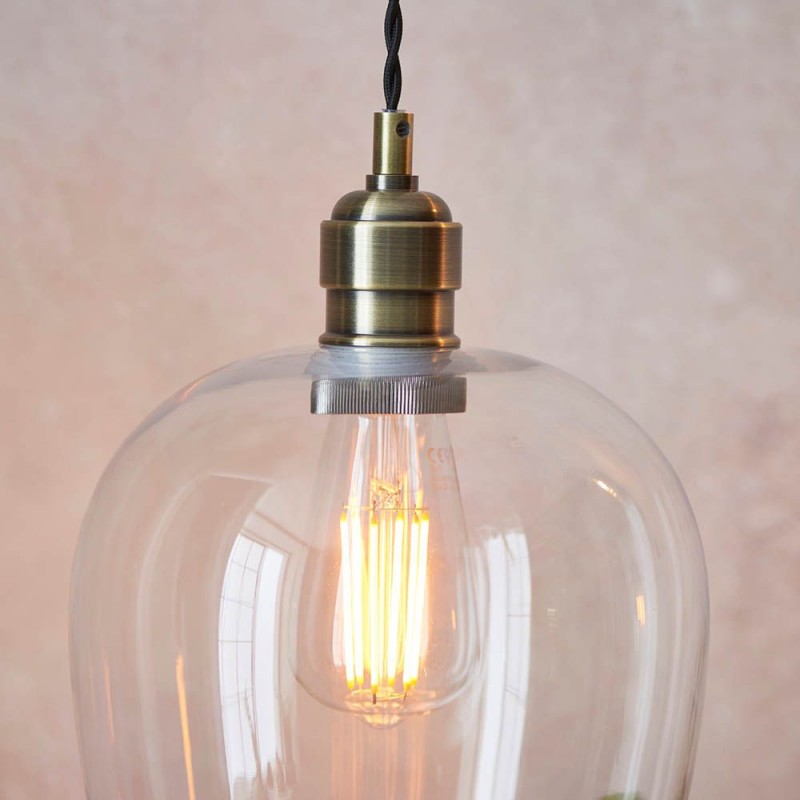 Ambience-102679 - Marinella - Antique Brass Pendant with Clear Glass