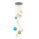 Ambience-67516 - Starz - Black Chrome 12 Light Cluster with Multi-coloured Double Glass Shades