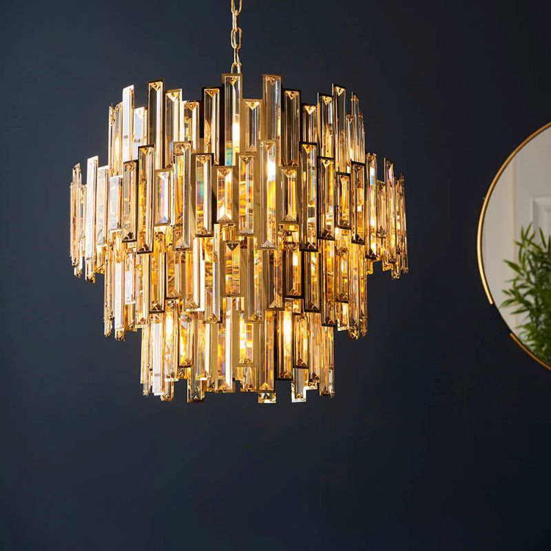 Ambience-67520 - Oasis - Polished Gold 15 Light Pendant with Champagne Crystal