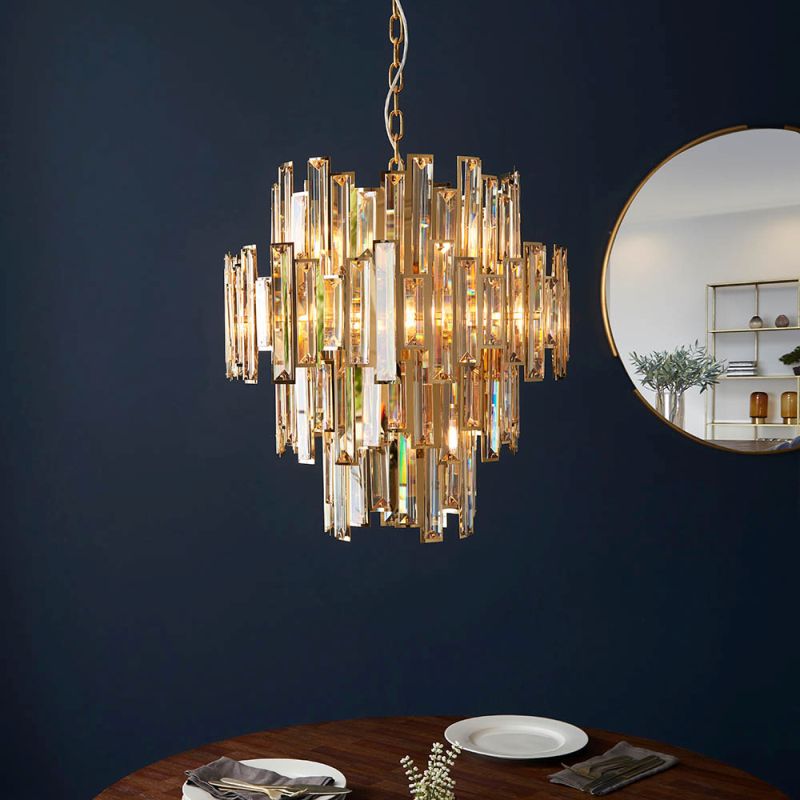 Ambience-67521 - Oasis - Polished Gold 12 Light Pendant with Champagne Crystal
