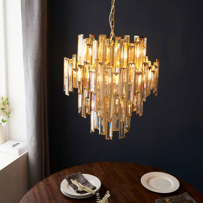 Ambience-67521 - Oasis - Polished Gold 12 Light Pendant with Champagne Crystal
