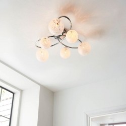 Maye - Chrome 6 Light Ceiling Lamp with Confetti Glass Shades Maye - Chrome 6 Light Ceiling Lamp with Confetti Glass Shades