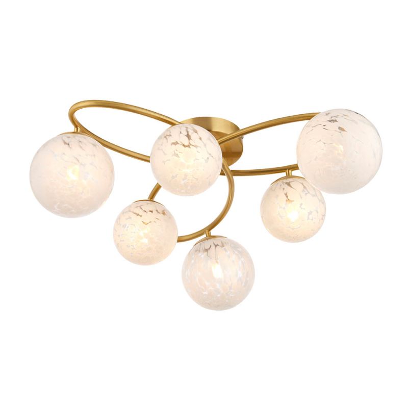 Ambience-67536 - Sapphire - Satin Brass 6 Light Ceiling Lamp with Confetti Glass Shades
