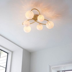Maye - Satin Brass 6 Light Ceiling Lamp with Confetti Glass Shades Maye - Satin Brass 6 Light Ceiling Lamp with Confetti Glass Shades