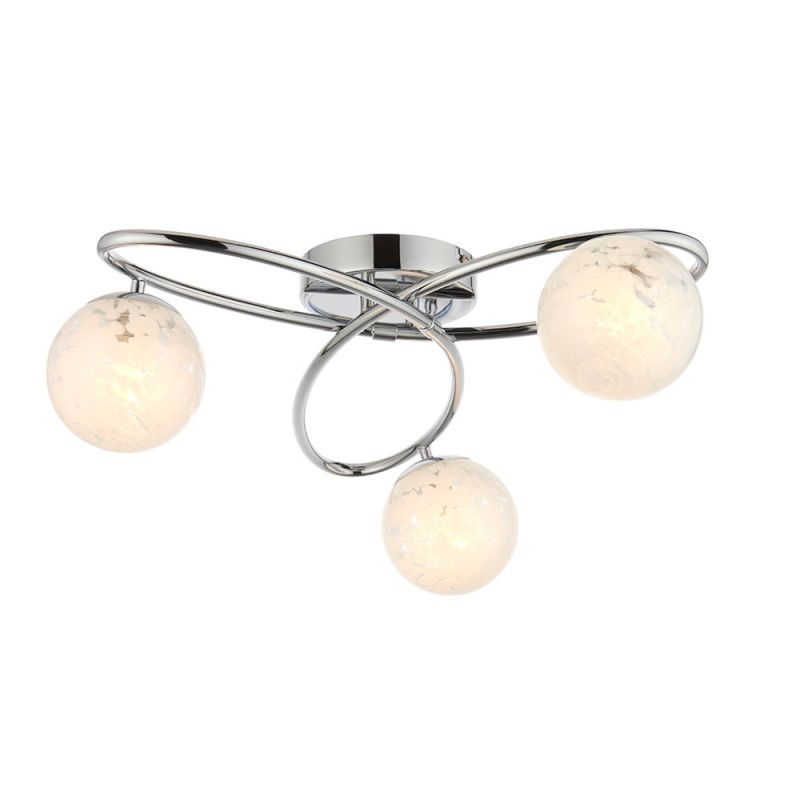 Ambience-67537 - Sapphire - Chrome 3 Light Ceiling Lamp with Confetti Glass Shades