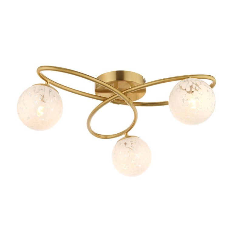 Ambience-67538 - Sapphire - Satin Gold 3 Light Ceiling Lamp with Confetti Glass Shades