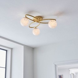 Maye - Satin Brass 3 Light Ceiling Lamp with Confetti Glass Shades Maye - Satin Brass 3 Light Ceiling Lamp with Confetti Glass Shades