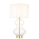 Ambience-67539 - Divine - Clear Glass & Satin Gold with Vintage White Shade Table Lamp