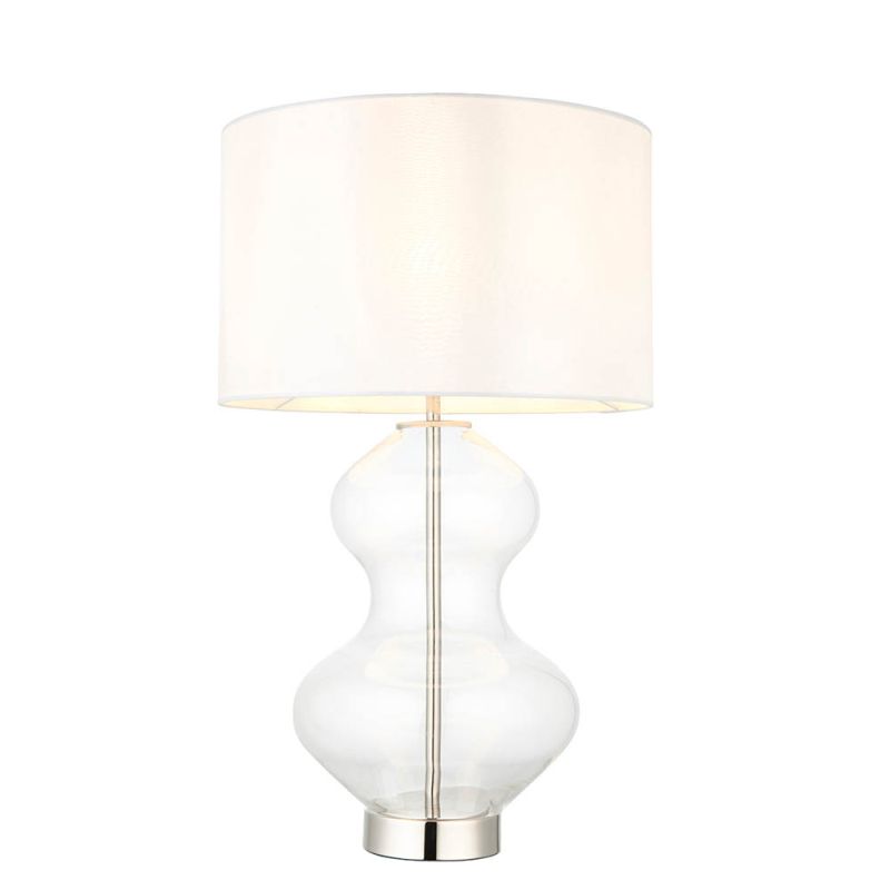 Ambience-67541 - Divine - Clear Glass & Nickel with Vintage White Shade Table Lamp