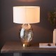 Ambience-67546 - Dazzle - Dimpled Amber Glass with Vintage White Shade Table Lamp