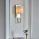 Ambience-67547 - Esther - Mirrored Satin Gold Wall Lamp with Vintage White Shade