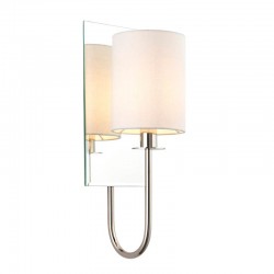Mirror Line - Mirrored Bright Nickel Wall Lamp with Vintage White Shade Mirror Line - Mirrored Bright Nickel Wall Lamp with Vintage White Shade
