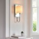 Ambience-67548 - Esther - Mirrored Bright Nickel Wall Lamp with Vintage White Shade