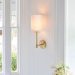 Sancerre - Satin Brass Wall Lamp with Vintage White Shade
