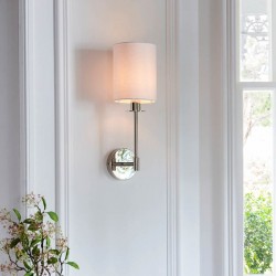 Sancerre - Bright Nickel Wall Lamp with Vintage White Shade Sancerre - Bright Nickel Wall Lamp with Vintage White Shade