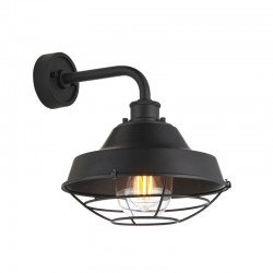Lloyd - Textured Black Caged Wall Lamp with Clear Glass Lloyd - Textured Black Caged Wall Lamp with Clear Glass