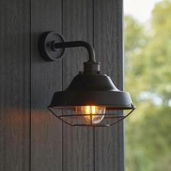 Lloyd - Textured Black Caged Wall Lamp with Clear Glass Lloyd - Textured Black Caged Wall Lamp with Clear Glass