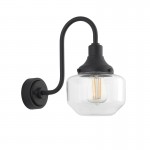Schoolhouse - Outdoor Black Wall Lamp with Glass Shade