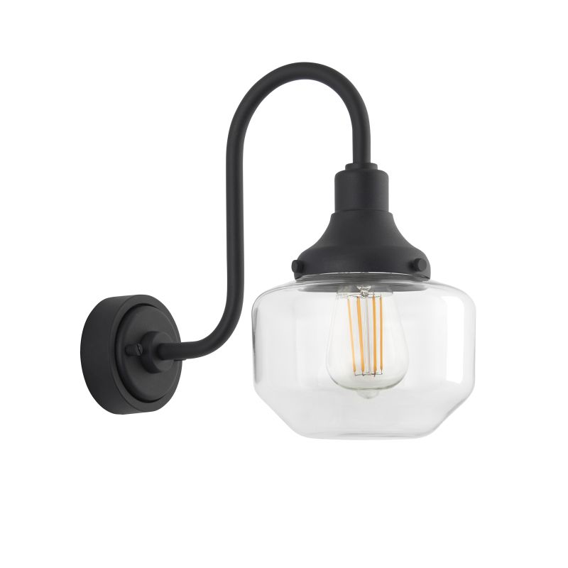 Ambience-69317 - Icon - Outdoor Black Wall Lamp with Glass Shade