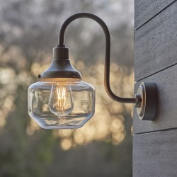 Schoolhouse - Outdoor Brushed Silver Wall Lamp with Glass Shade