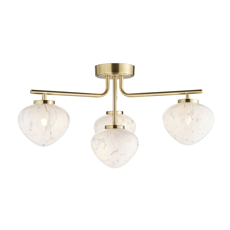 Ambience-69323 - Lilac - Satin Brass 4 Light Ceiling Lamp with Confetti Glass