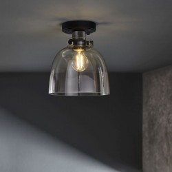 Urban - Black Chrome Semi Flush with Smoked Grey Tinted Glass Urban - Black Chrome Semi Flush with Smoked Grey Tinted Glass