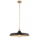 Elan - Satin Gold Paint Pendant with Matt Black Shade