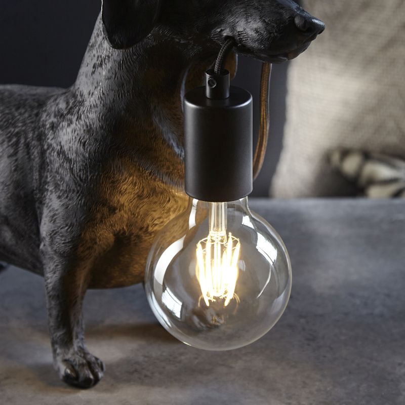 Ambience-69331 - Wildlife - Vintage Dog Matt Black Table Lamp