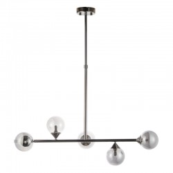 Turno - Black Chrome 5 Light over Island Fitting with Smoked Mirror Glasses Turno - Black Chrome 5 Light over Island Fitting with Smoked Mirror Glasses