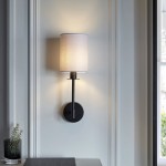 Sancerre - Matt Black Wall Lamp with Vintage White Shade